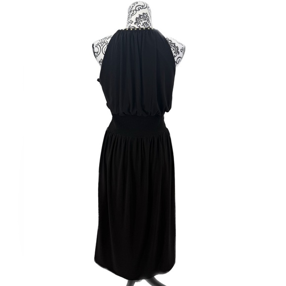 WHBM Sleeveless Black Studded Matte Jersey Midi Glam Party Cocktail Dress, 6 - Picture 5 of 15